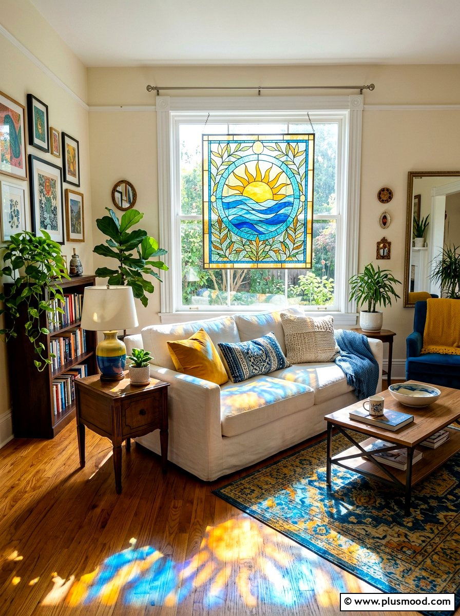 Stained glass suncatcher - 25 summer window decor ideas for living room