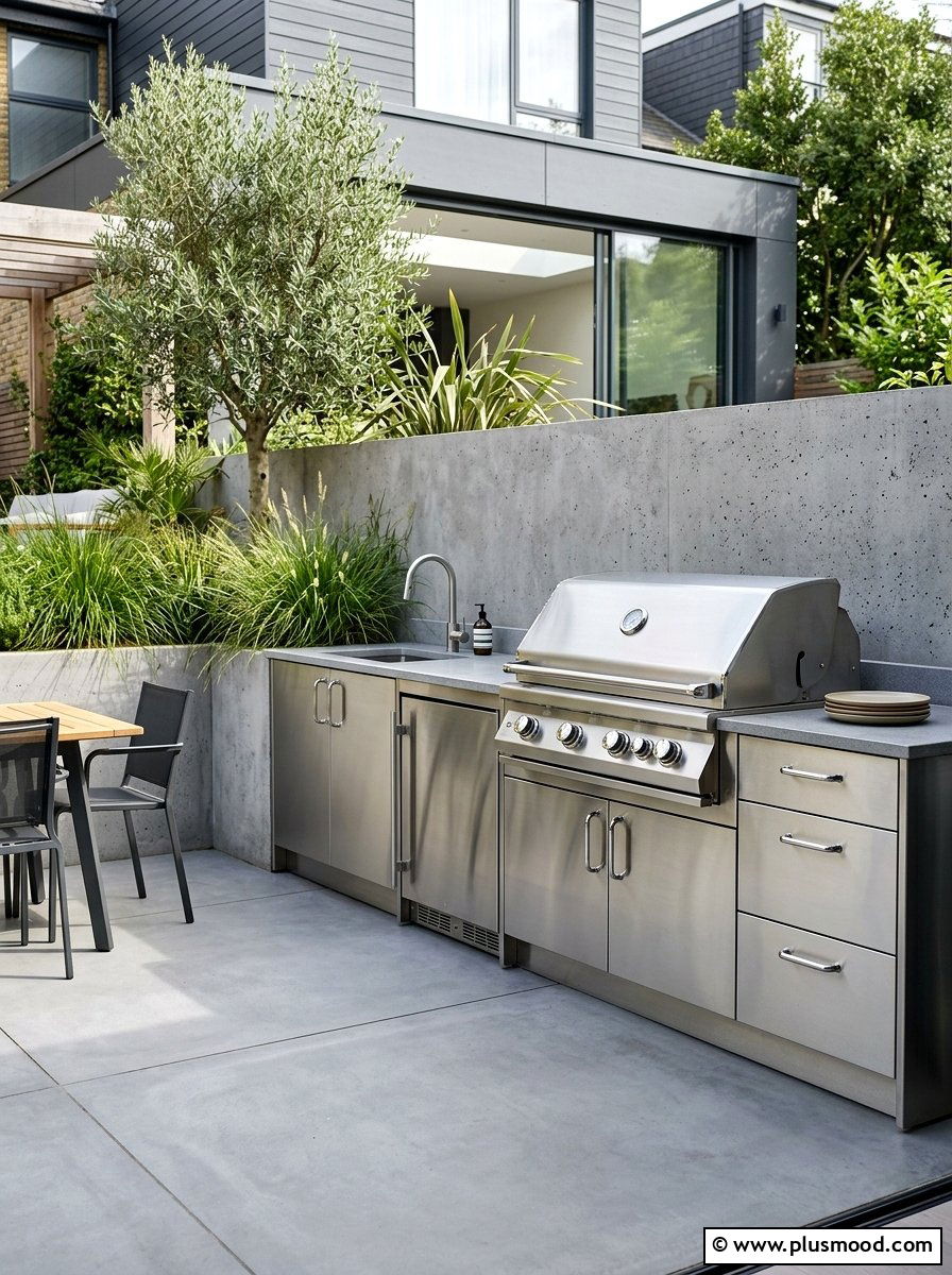 Stainless Steel Outdoor Kitchen - 25 small backyard ideas with outdoor kitchen
