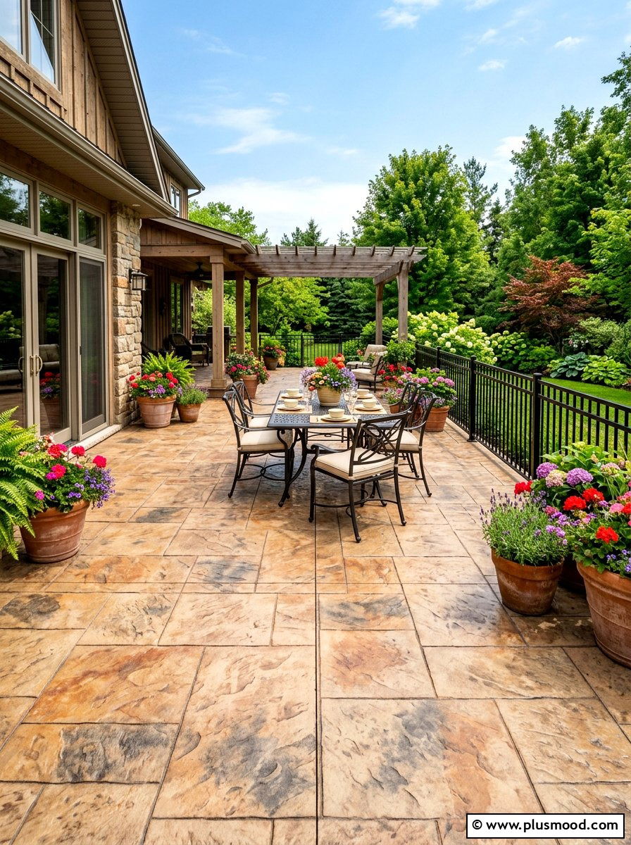 Stamped concrete patio - 25 summer concrete patio ideas for summer
