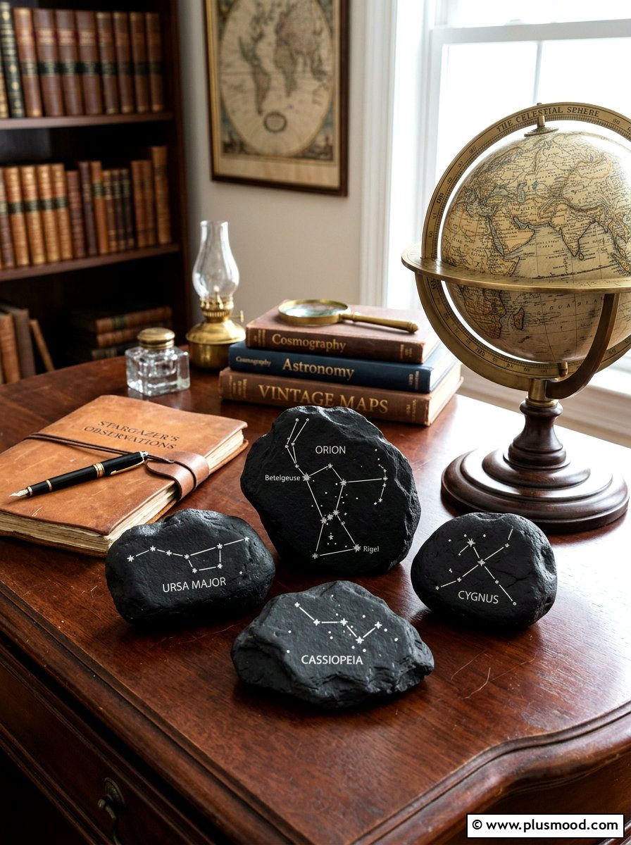 Star Constellation Stone - 25 painted rock ideas for tabletop display