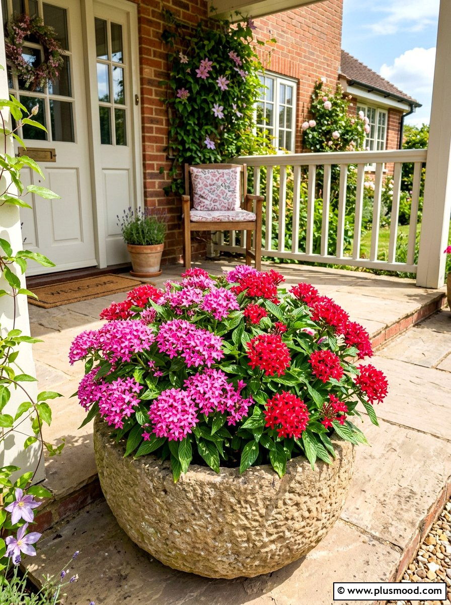 Star Shaped Pentas - 25 summer front porch flower ideas