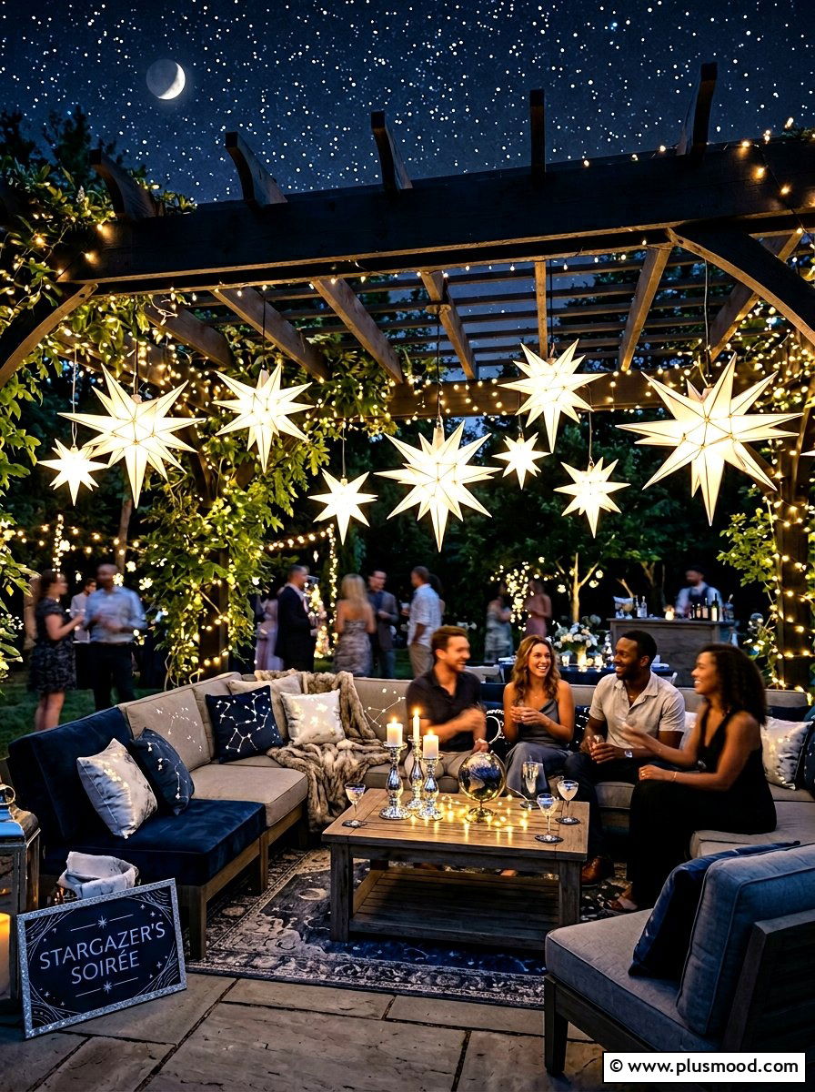 Star shaped lanterns for night party - 25 summer lantern decor ideas for parties