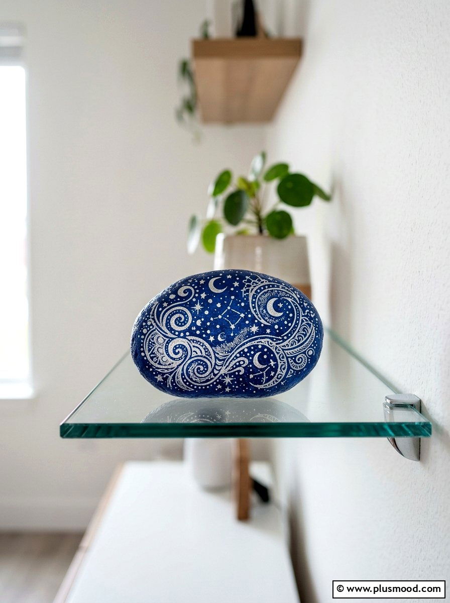 Starry Night Zentangle Rock - 25 painted rock ideas with zentangle art