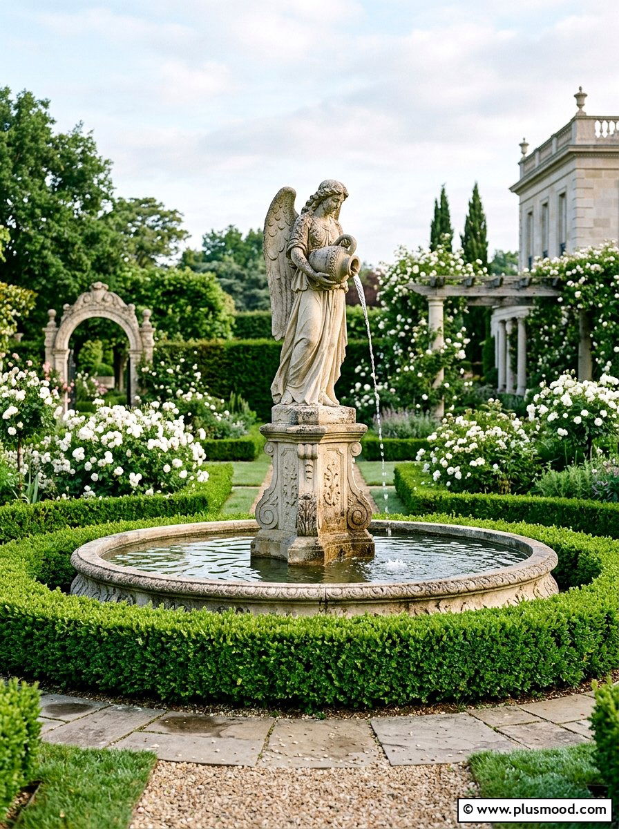 Statuary garden fountain - 25 small backyard ideas with water feature