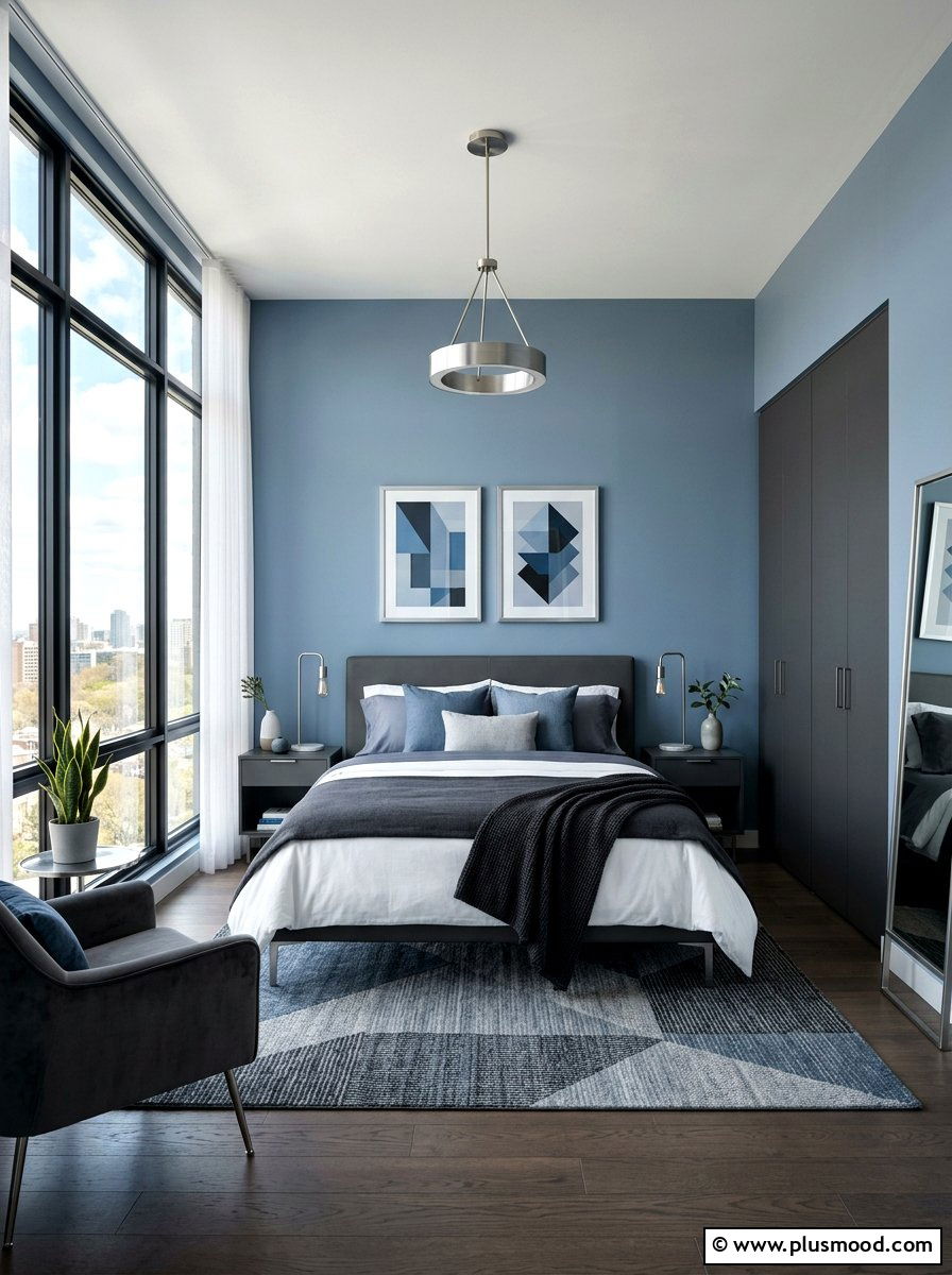 Steel Blue Sleek Bedroom - 25 blue summer bedroom ideas
