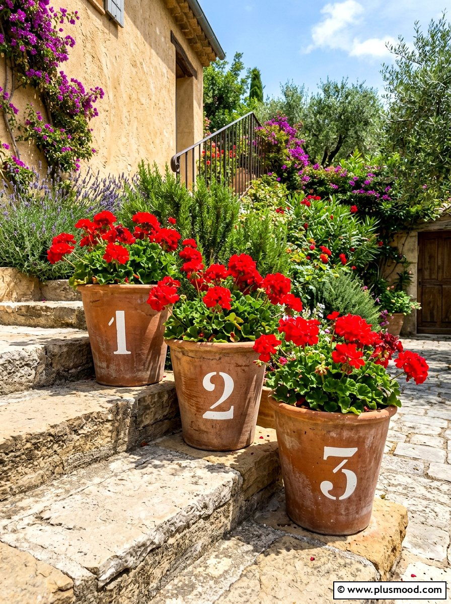 Stenciled Flower Pot House Number - 25 summer house number display ideas