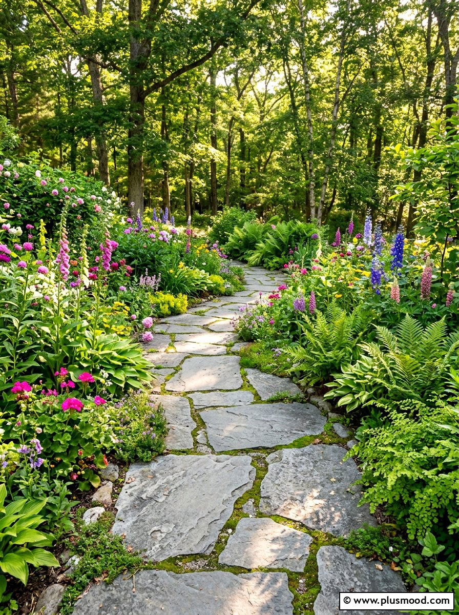 Stepping Stone Path Through Garden - 25 small backyard ideas with pavers