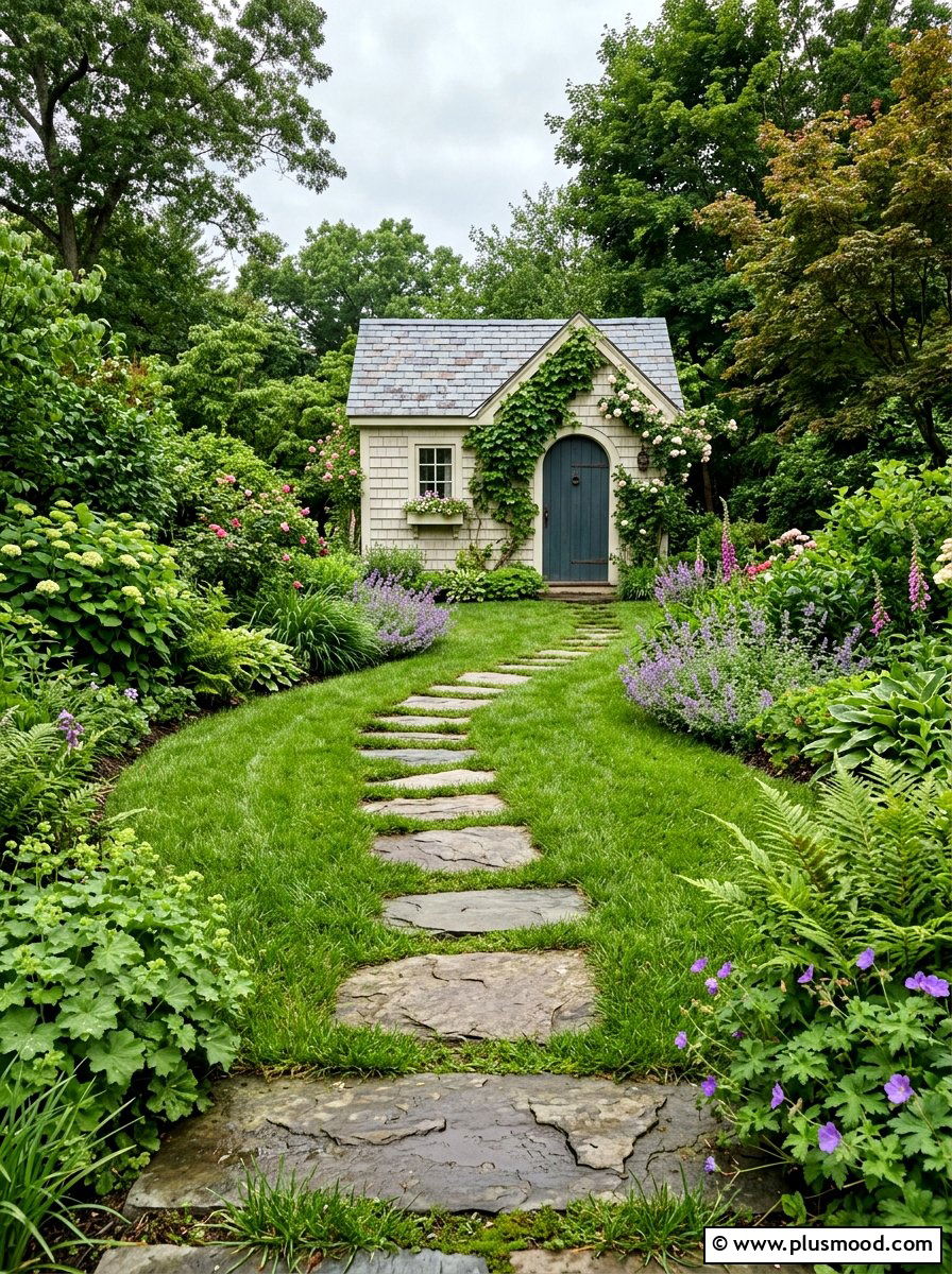 Stepping Stone Walkway - 25 small backyard ideas with grass
