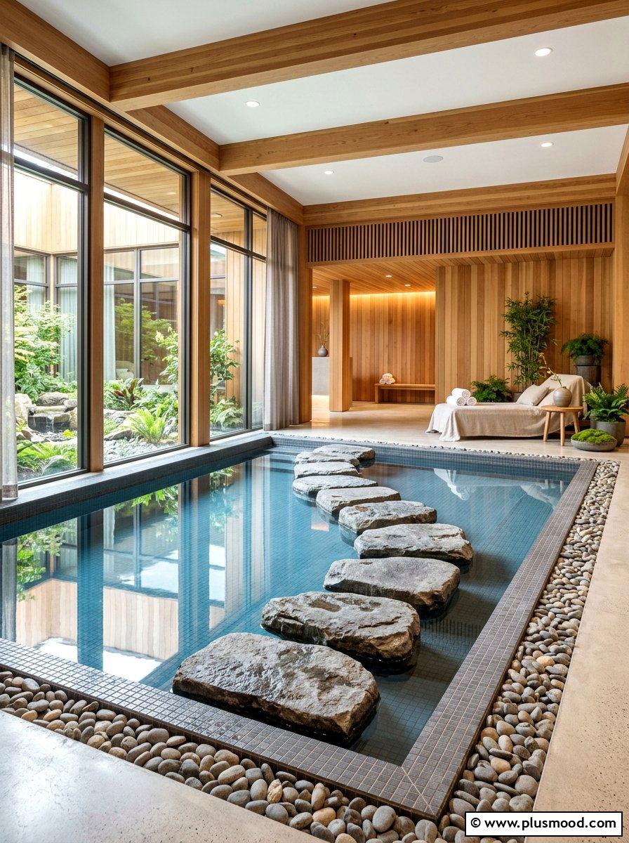 Stepping Stones Indoor Pool - 25 pool landscaping ideas for indoor pools