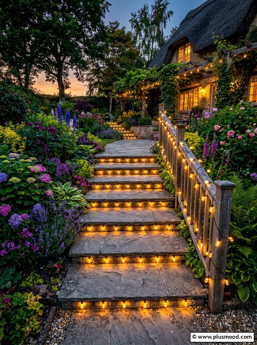 Steps And Stairs Safety Lighting - 25 summer string light party ideas