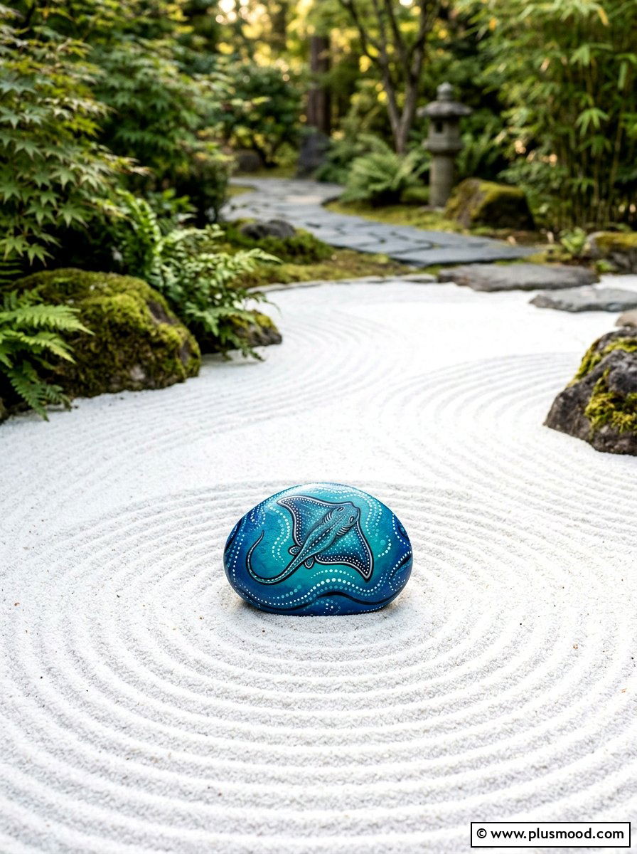 Stingray Water Motion - 25 painted rock ideas with ocean theme