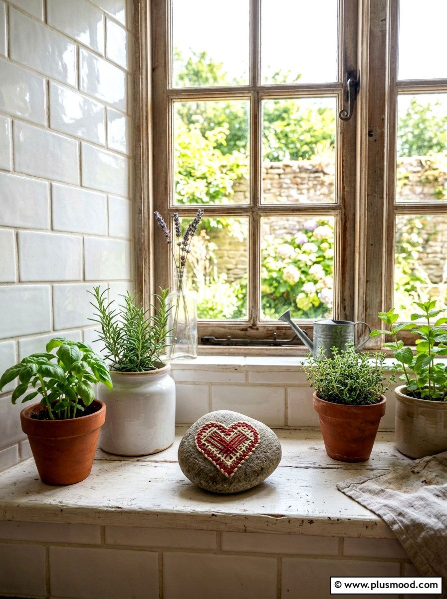 Stitched Heart Stone Craft - 25 painted rock ideas with hearts