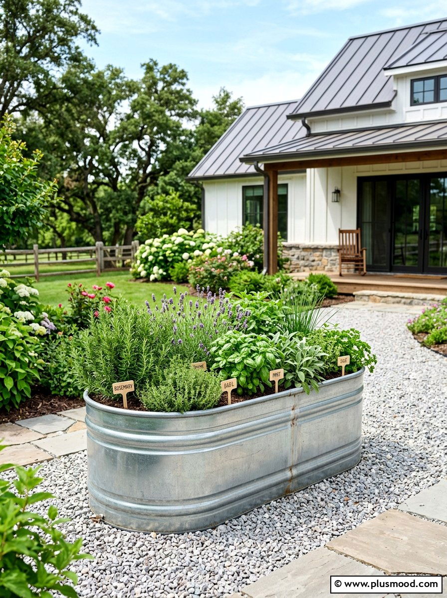 Stock Tank Herb Garden - 25 small backyard ideas with herb garden