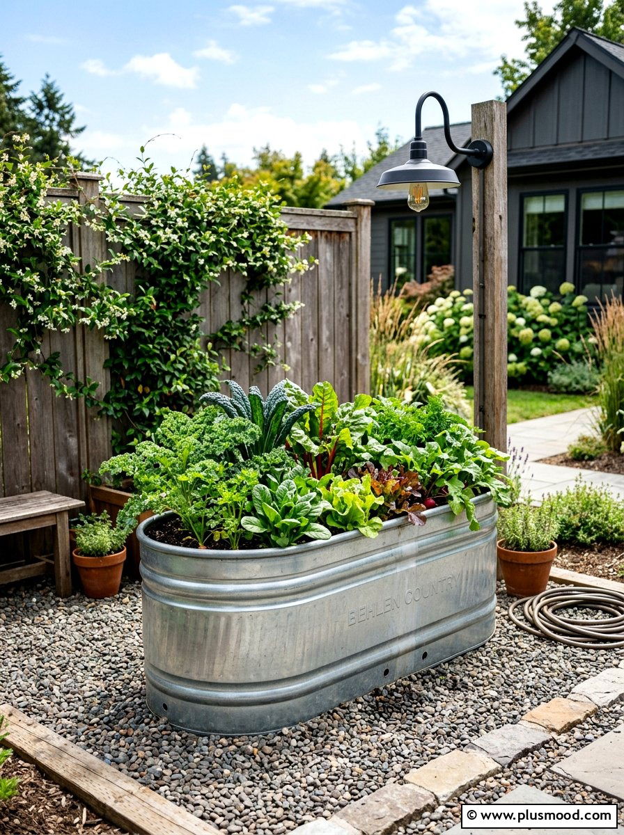 Stock Tank Planter - 25 small backyard ideas with vegetable garden