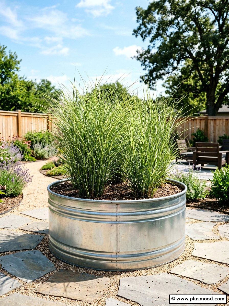 Stock Tank Planter - 25 small backyard ideas with raised beds