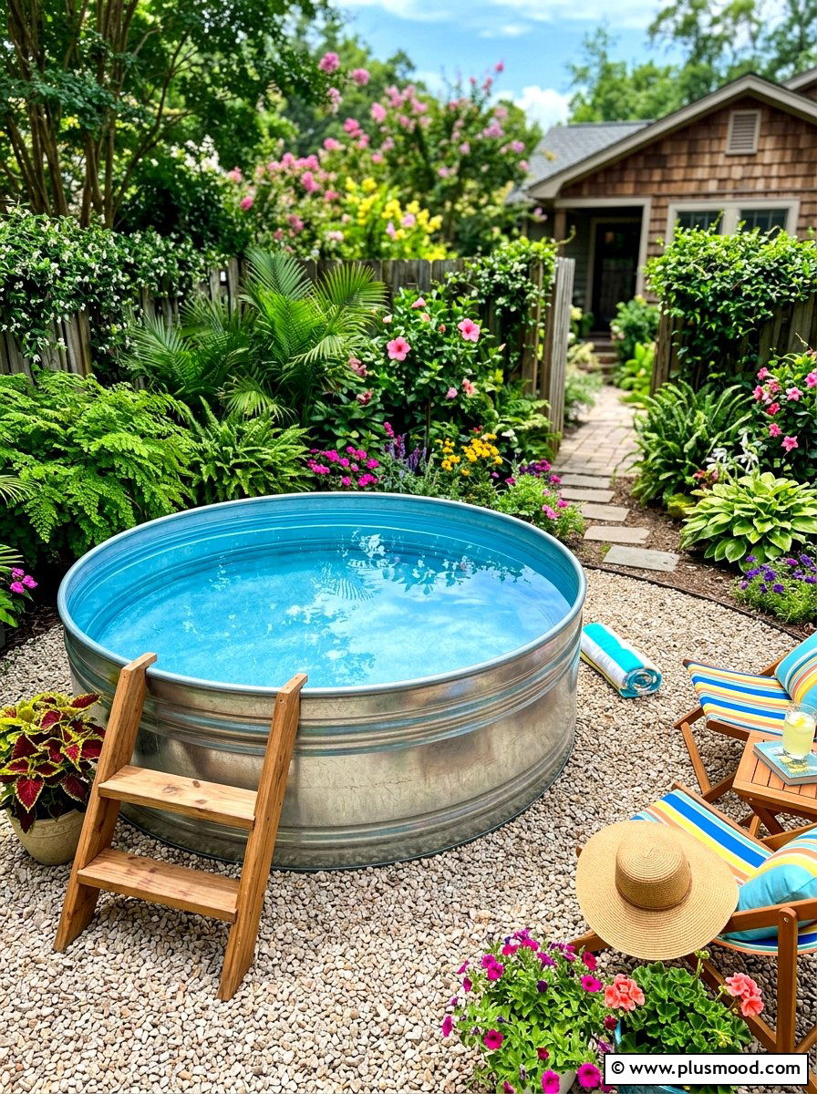Stock Tank Pool - 25 summer backyard cheap makeover ideas