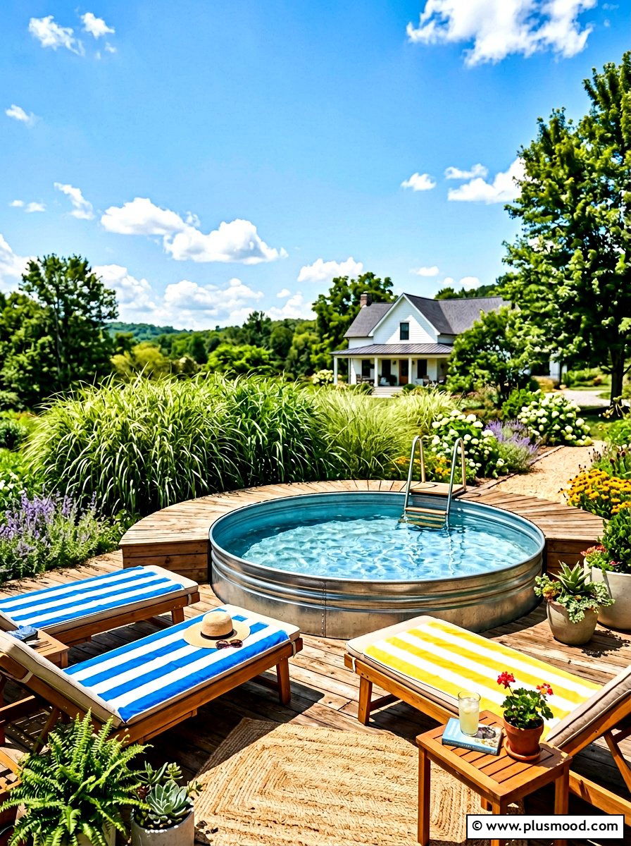 Stock Tank Pool - 25 summer backyard farmhouse ideas