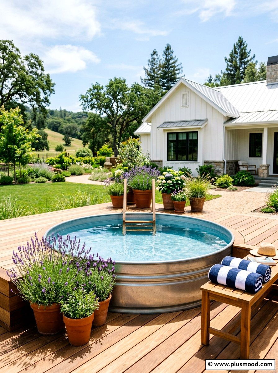 Stock Tank Pool - 25 small backyard ideas farmhouse style