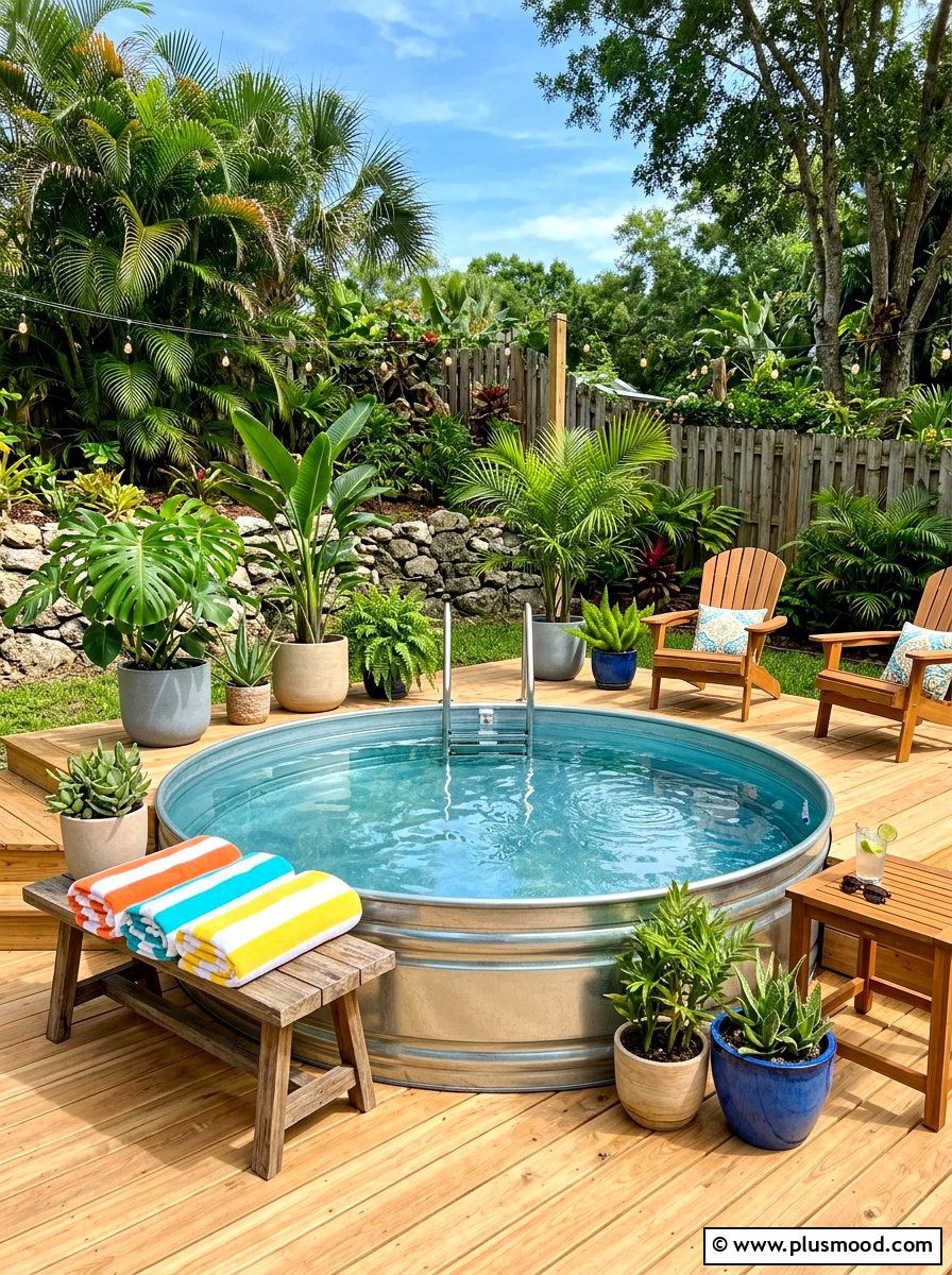 Stock Tank Pool Area - 25 summer backyard retreat ideas