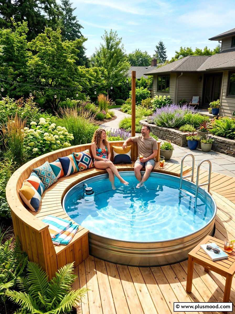 Stock Tank Pool With Bench - 25 summer stock tank pool ideas