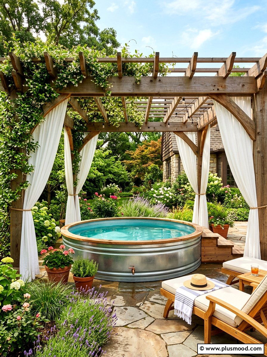 Stock Tank Pool With Pergola - 25 summer stock tank pool ideas