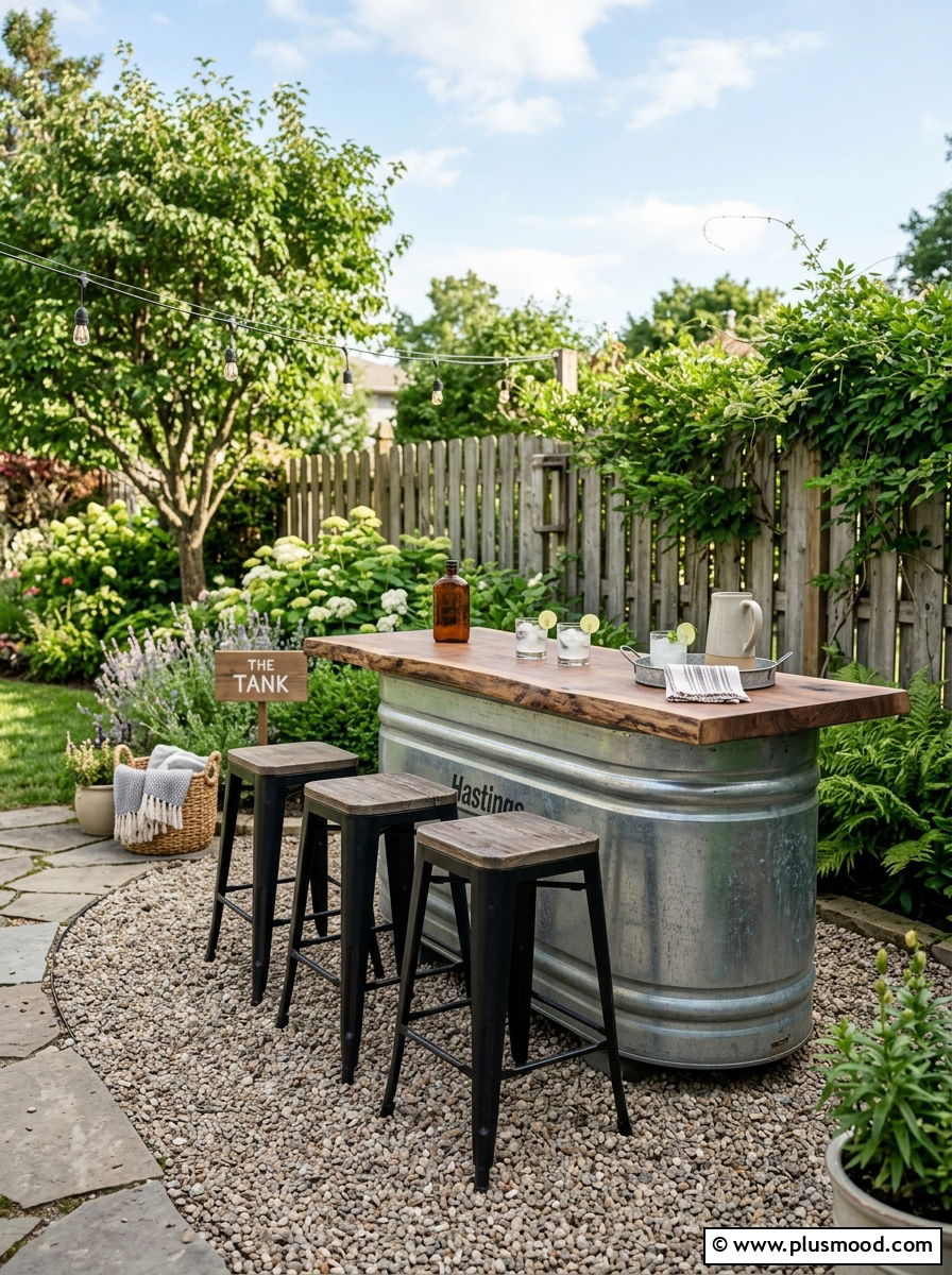 Stock tank bar for small backyard - 25 small backyard ideas with outdoor bar