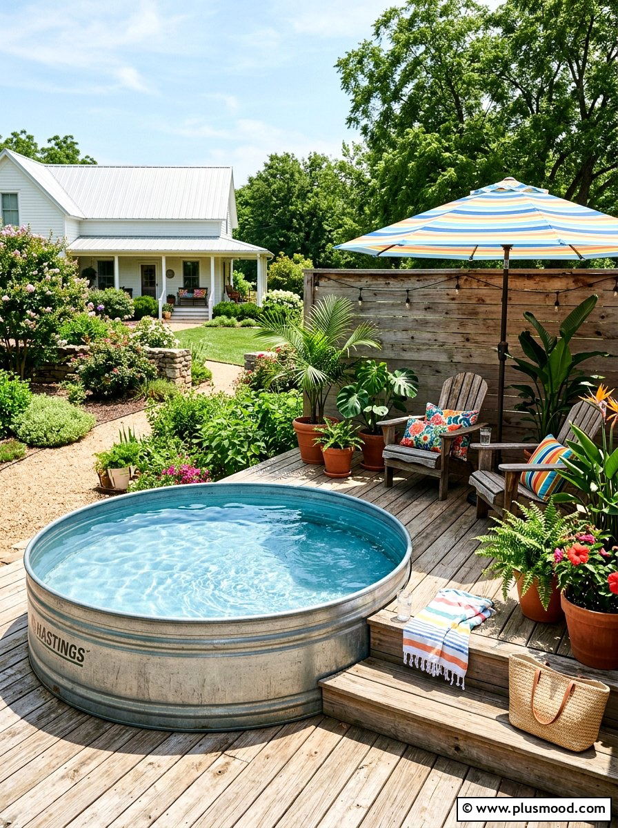 Stock tank pool - 25 small backyard ideas with water feature