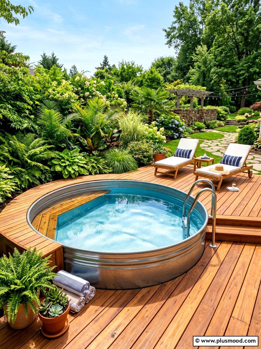 Stock tank pool - 25 summer backyard oasis ideas