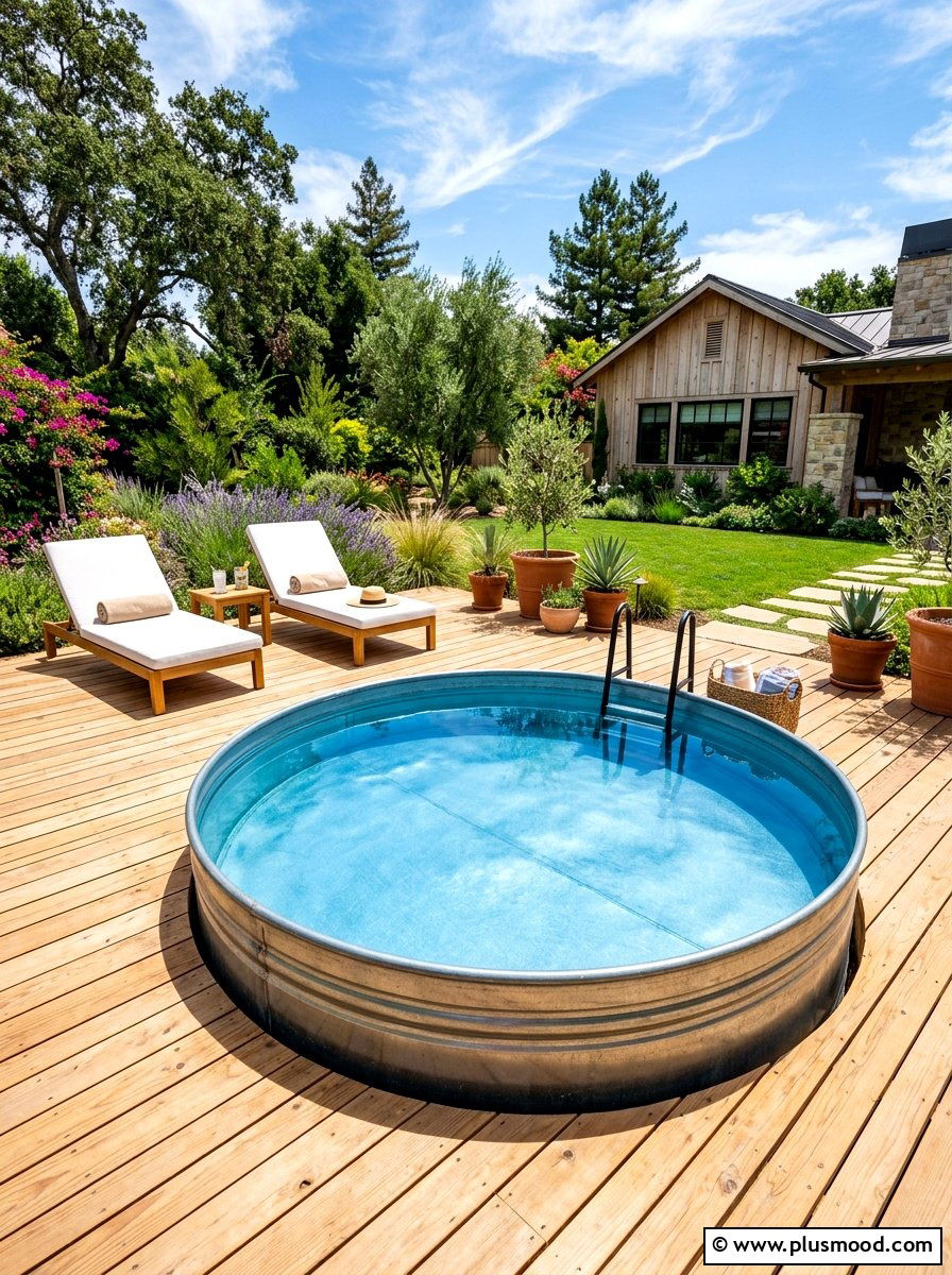 Stock tank pool - 25 summer rustic backyard ideas