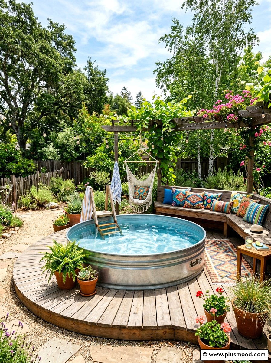 Stock tank pool - 25 small backyard ideas for narrow lots