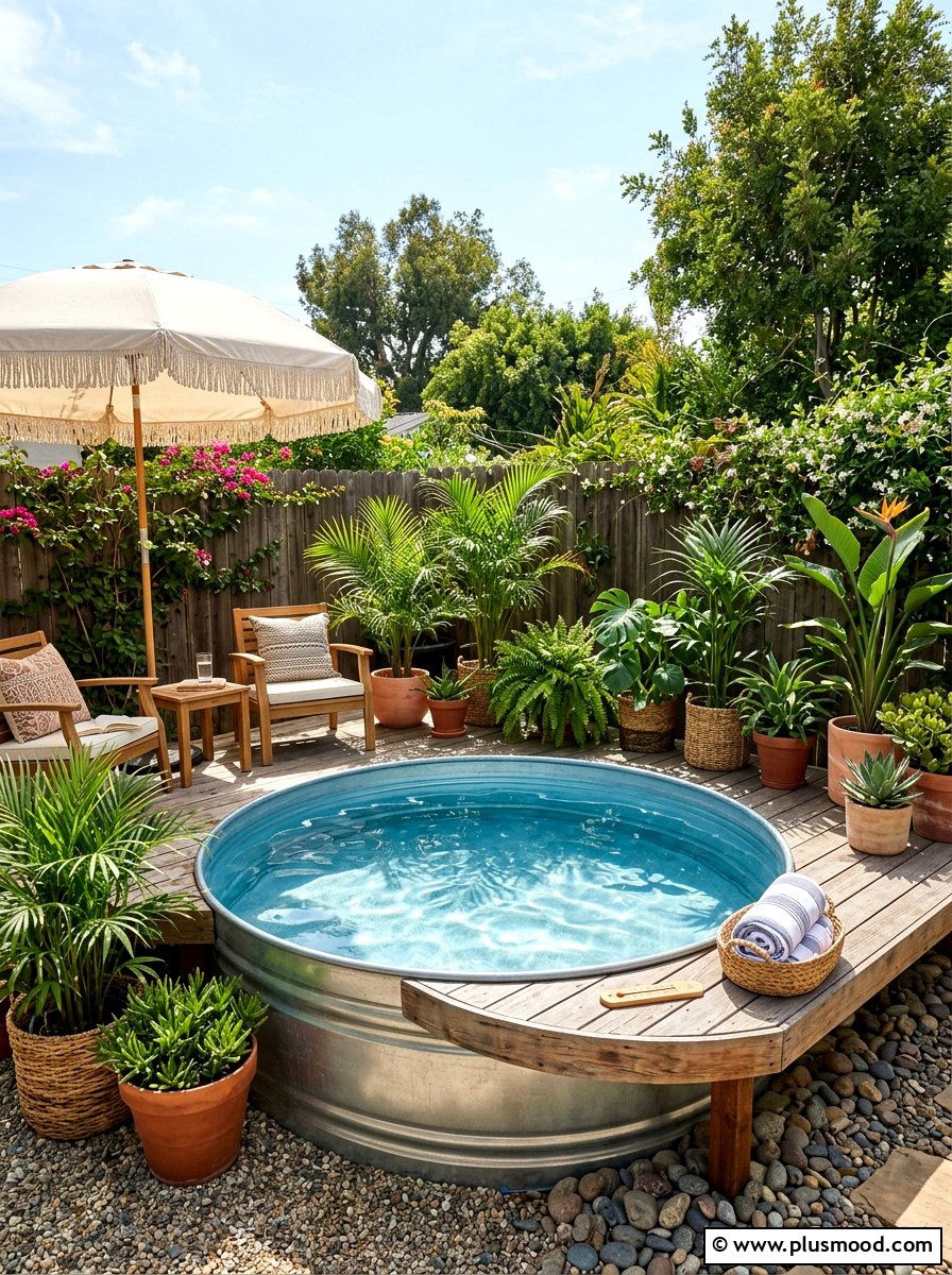 Stock tank pool - 25 small backyard ideas for kids