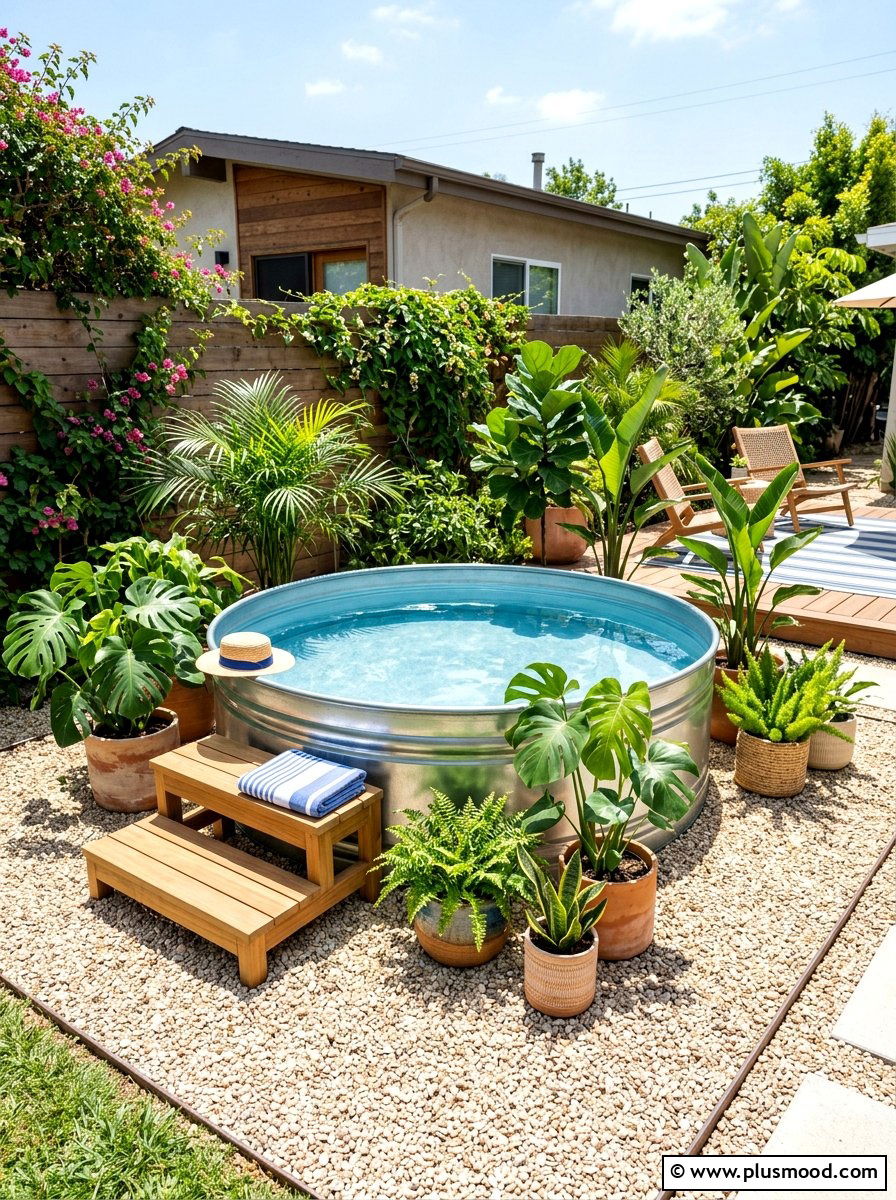 Stock tank pool - 25 small backyard ideas on a budget