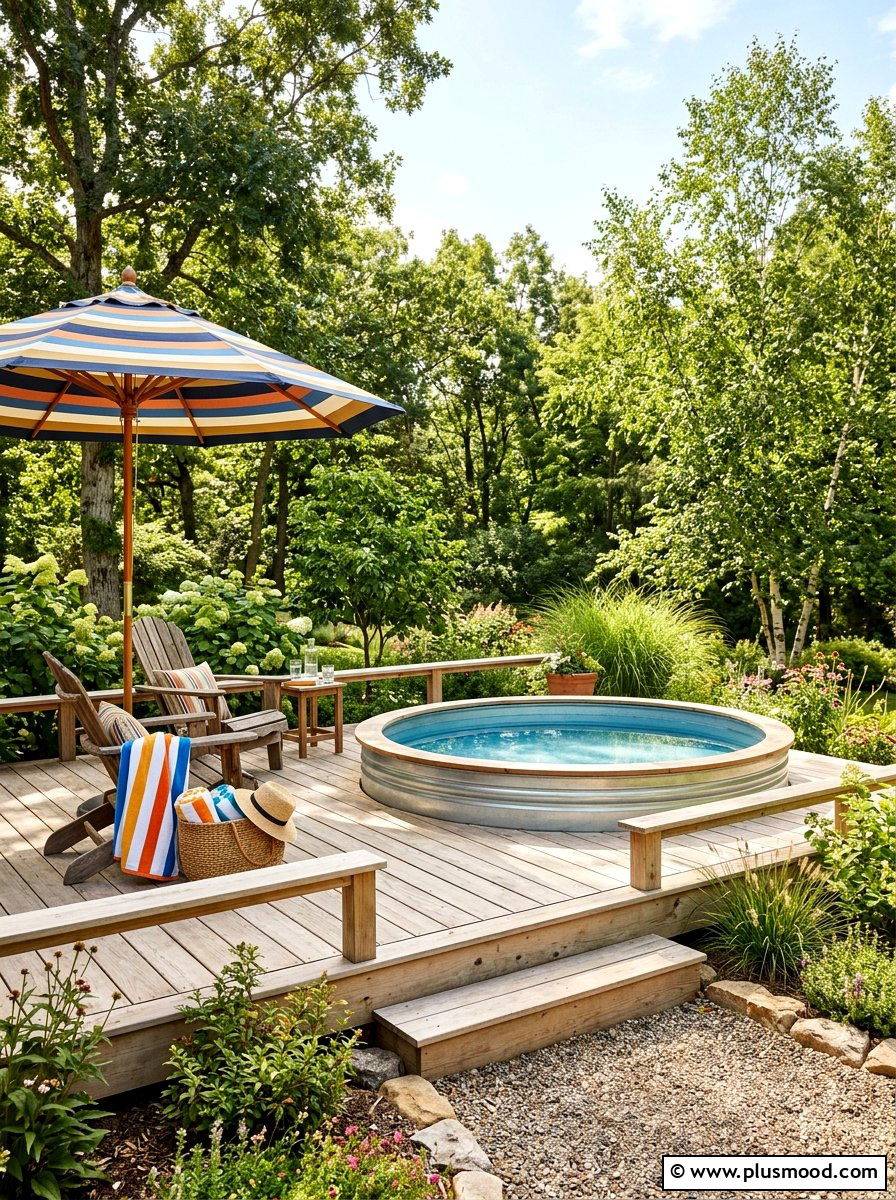 Stock tank pool deck - 25 pool landscaping ideas for small backyards