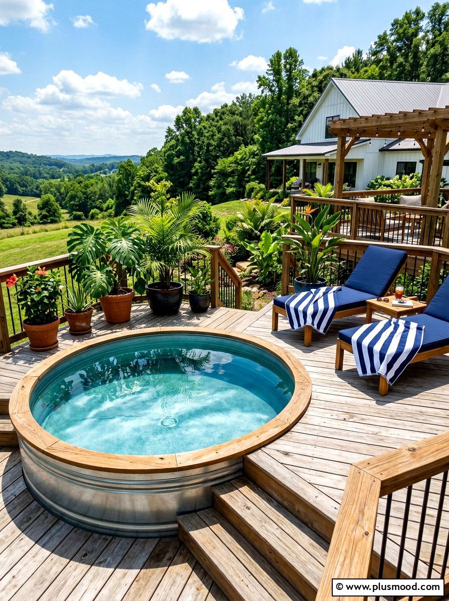 Stock tank pool deck - 25 cozy summer backyard ideas