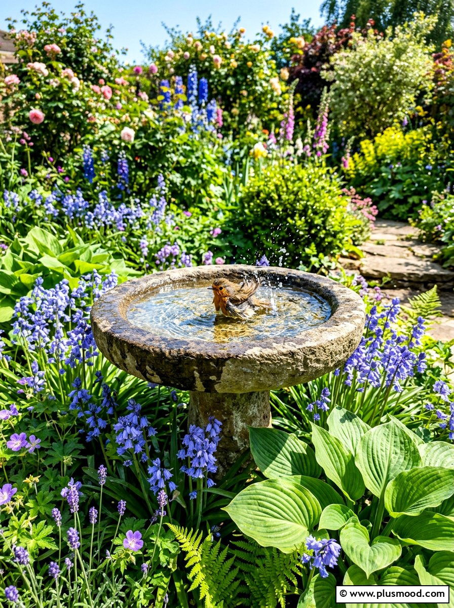 Stone Bird Bath - 25 summer backyard cheap makeover ideas