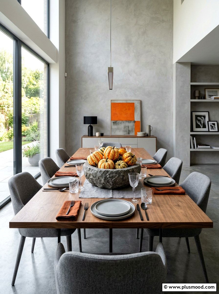 Stone Bowl with Seasonal Squash - 25 summer to fall centerpiece ideas