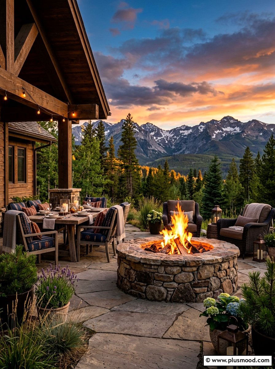 Stone Fire Pit - 25 summer patio dining decor ideas