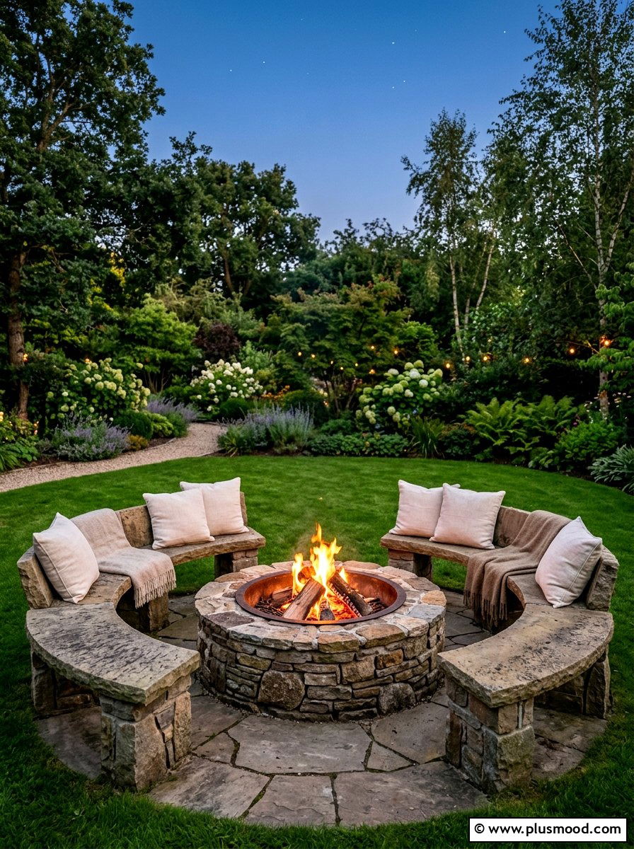 Stone Fire Pit - 25 summer patio fire pit ideas