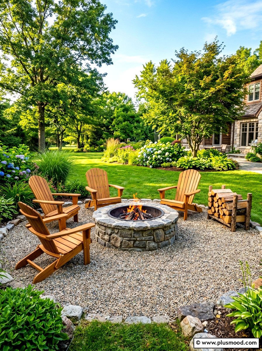 Stone Fire Pit - 25 summer backyard reading nook ideas