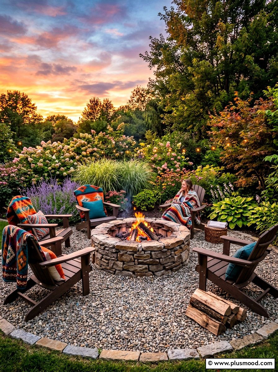 Stone Fire Pit - 25 summer boho patio ideas