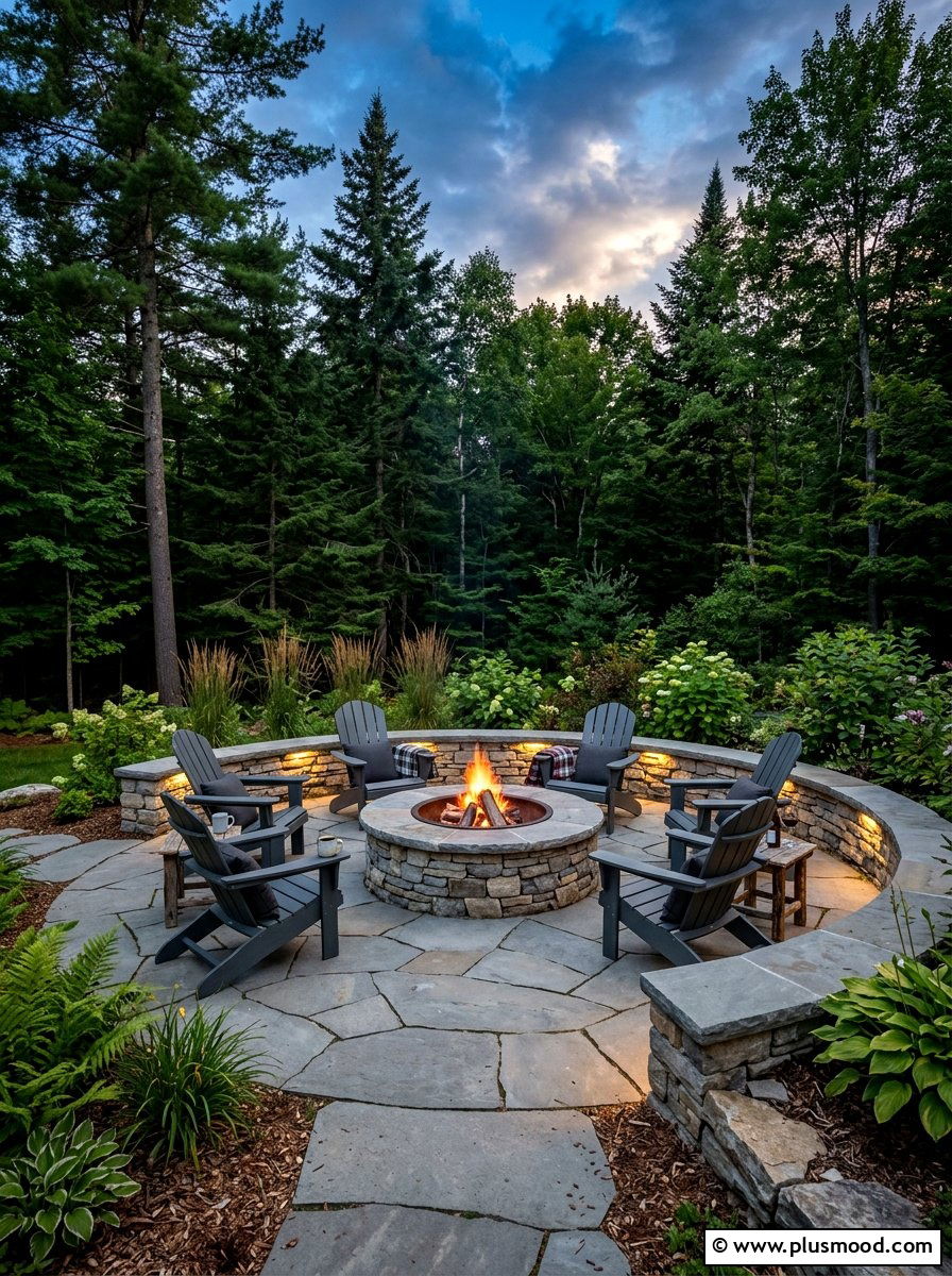 Stone Fire Pit Area - 25 summer outdoor lounge party ideas