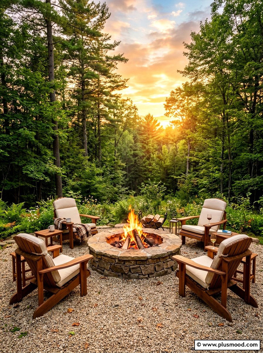 Stone Fire Pit Lounge - 25 summer backyard patio ideas