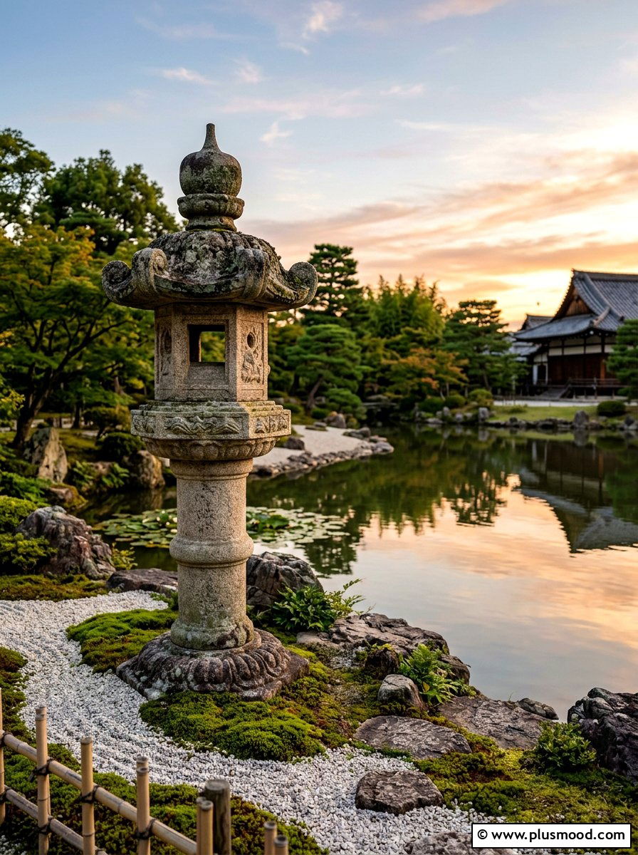 Stone Garden Lantern - 25 pool landscaping ideas for zen style