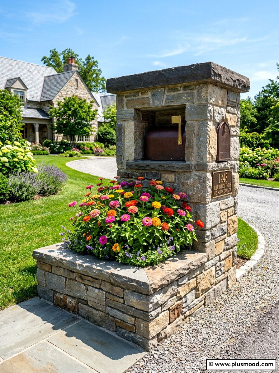 Stone Mailbox Enclosure - 25 summer mailbox planter ideas