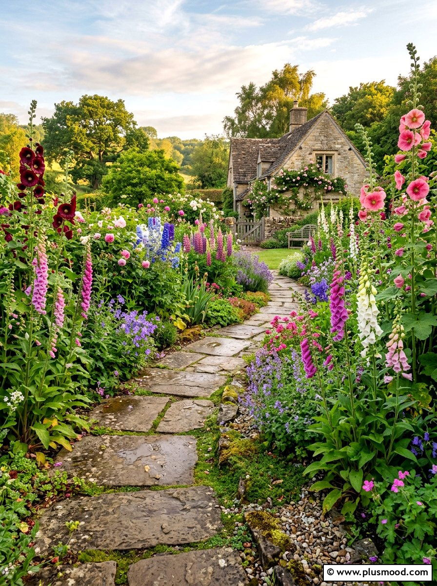 Stone Path Flower Garden - 25 summer farmhouse garden ideas
