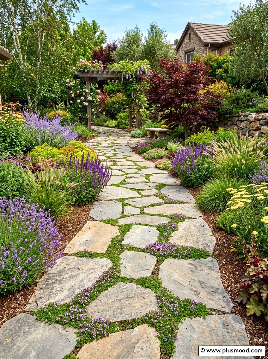 Stone Path Garden - 25 summer drought tolerant garden ideas