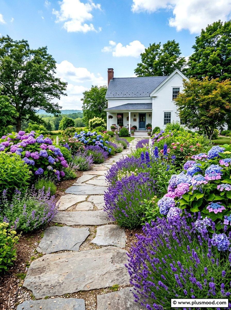 Stone Path Through Garden - 25 summer backyard farmhouse ideas
