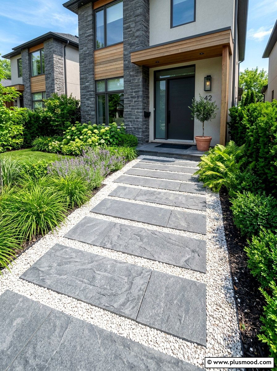 Stone Path Walkway - 25 summer townhouse curb appeal ideas