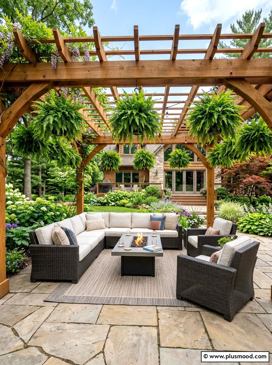 Stone Patio With Pergola - 25 summer cooling backyard ideas