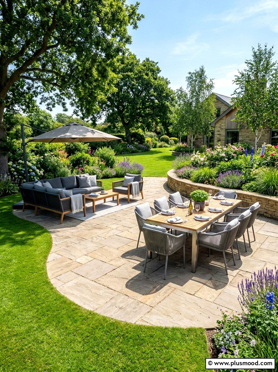 Stone Patio - 25 summer backyard ideas for large yards